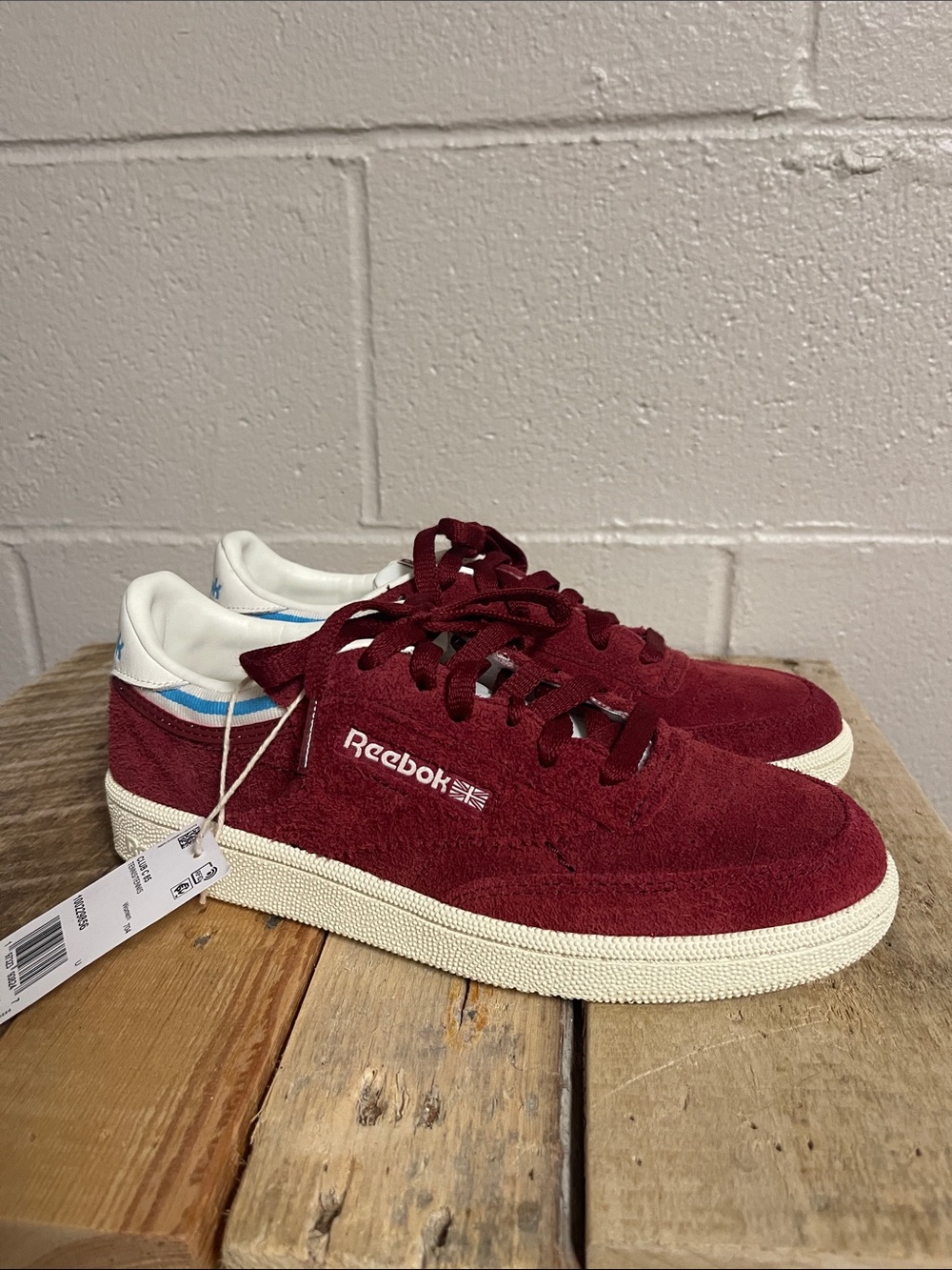 Reebok Women's Burgundy Suede Sneakers with Cream Sole